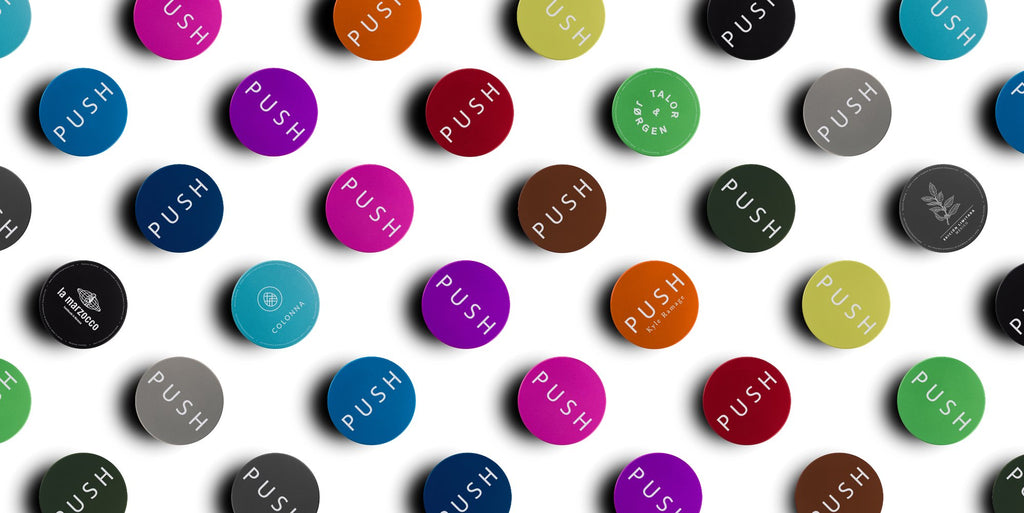 Espresso PUSH Coffee tamper 14 new colours customised personalised